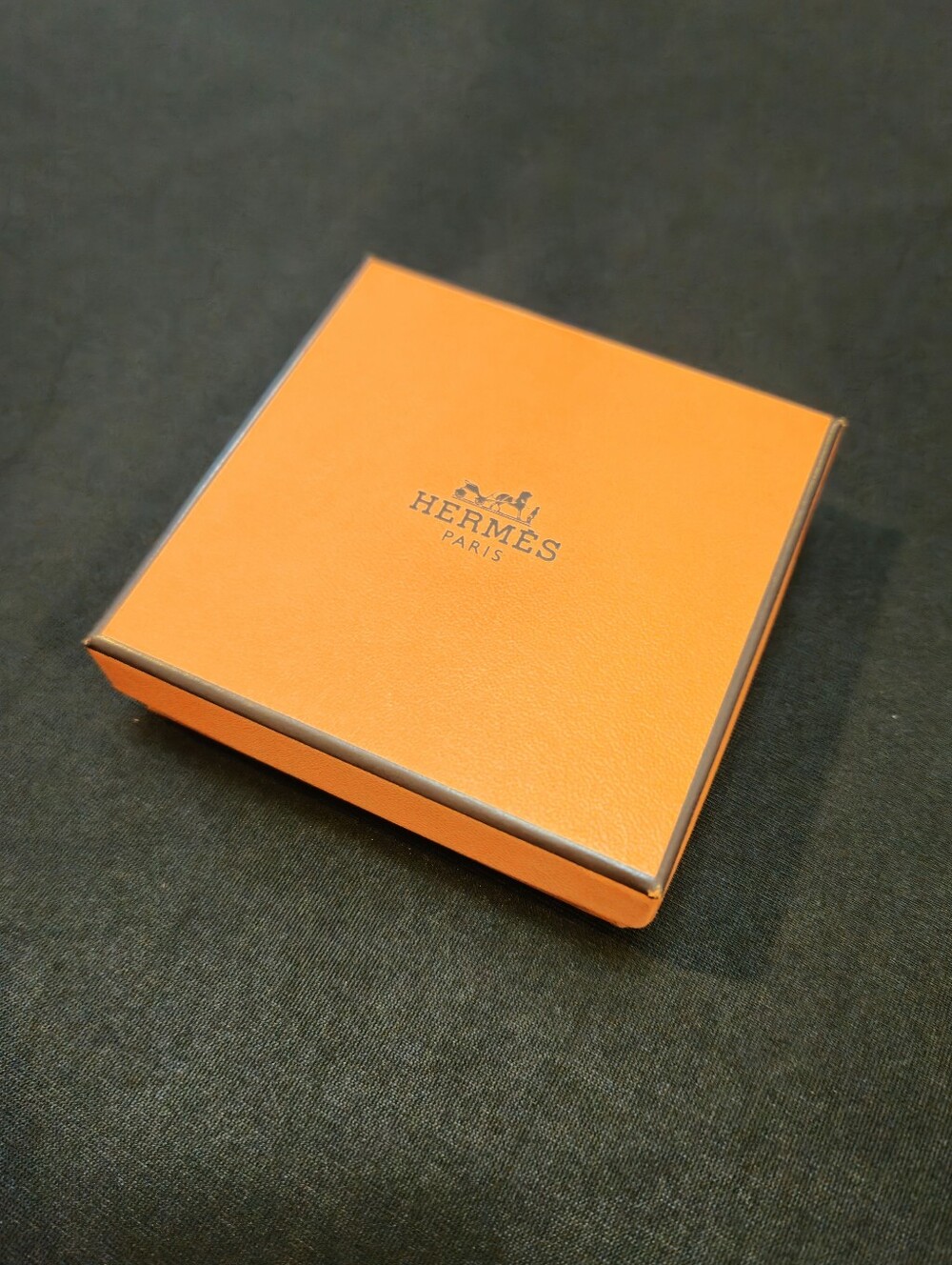 Hermes Paris Logo Orange Empty Square Jewelry Box